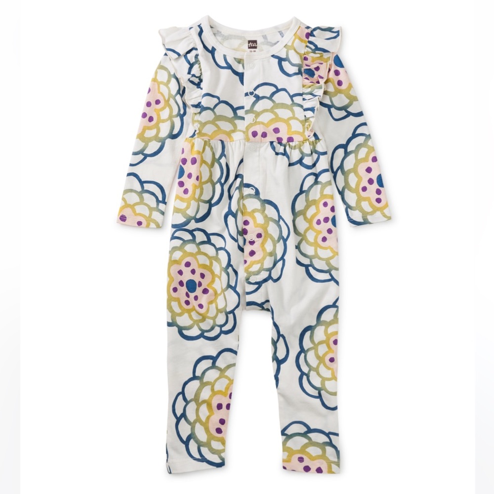 Tea Collection Snap Front Ruffle Baby Romper